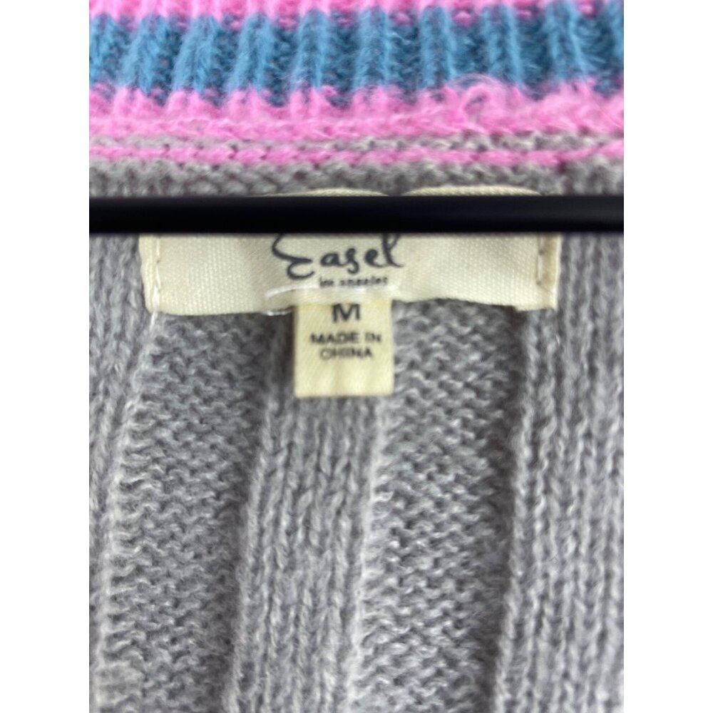 Anthropologie Easel Women's Medium Patchwork Granny Cardigan Pastel Knit Oversiz - Picture 3 of 5